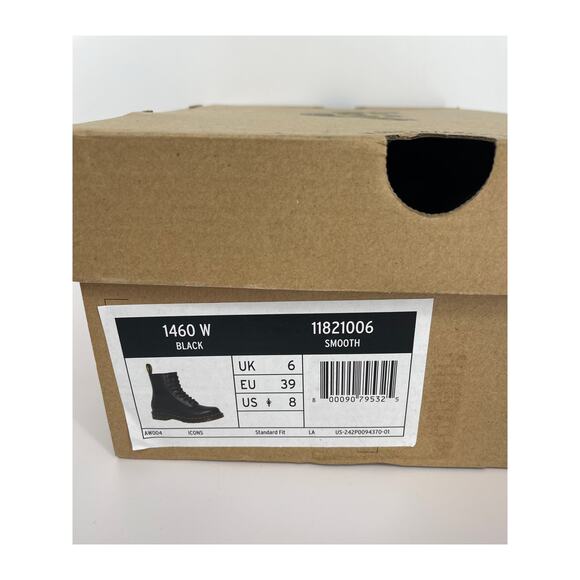 Dr. Martens 1460W Black Smooth Combat Boots Size 8 - Picture 2 of 11